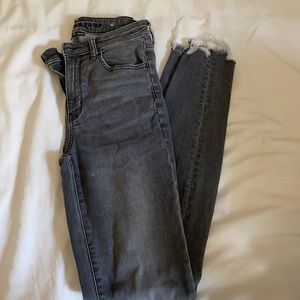 American eagle extra long black ripped jeans